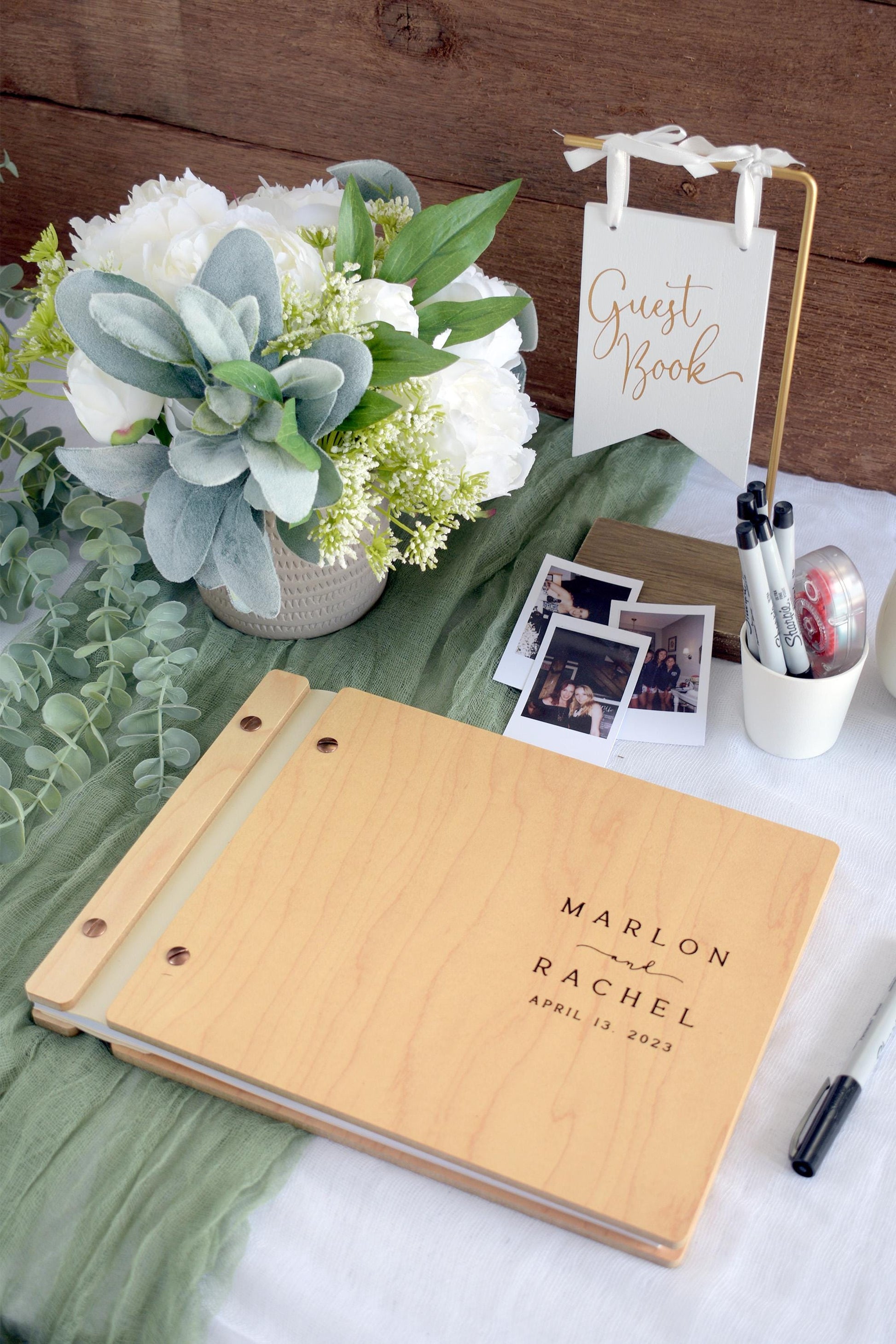 Wedding Guest Book Alternative, Wooden Guestbook, Personalized Wedding Book, Photo Guest book, Wedding Gift, Engagement Gift