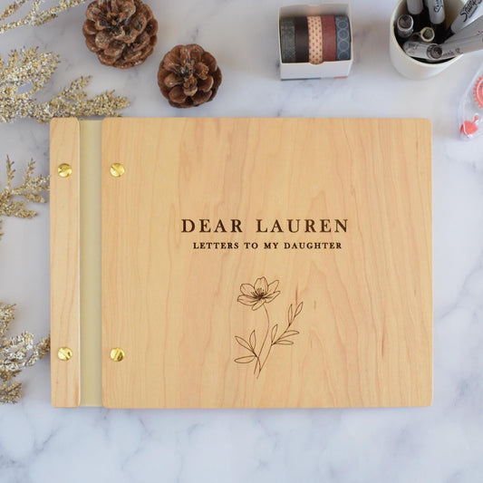 Letters To My Daughter Scrapbook, Personalized Birth Month Flowers Memory Book, Baby Shower Gift, Mothers Day Gift, Dear Daughter Journal, daughter gift, 
daughters birthday gift, 
gift for son