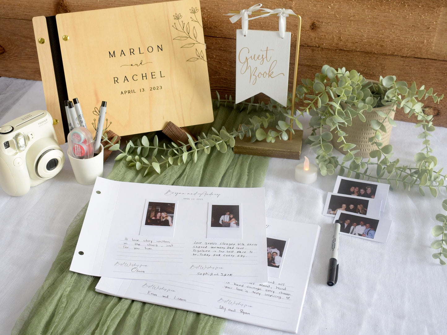 Wedding Guest Book Alternative, Wooden Guestbook, Personalized Wedding Book, Instax Photo Guest book, Wedding Gift, Engagement Gift