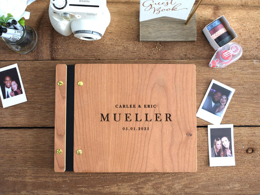 Wooden Wedding Guest Book, Wooden Guestbook, Personalized Wedding Book, Polaroid Guest book, Wedding Gift, Engagement Gift
