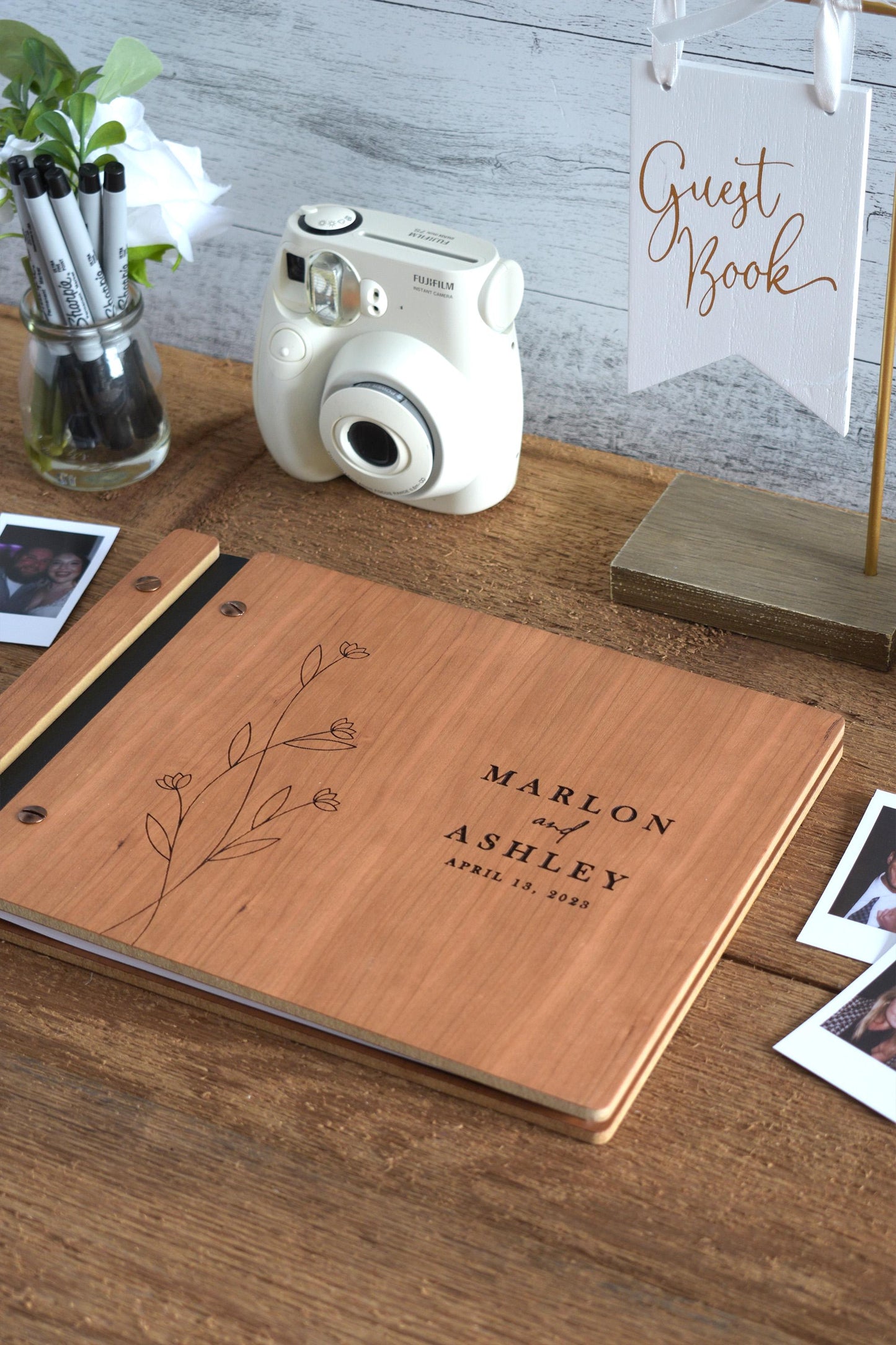 Wooden Wedding Guest Book Polaroid Guest book