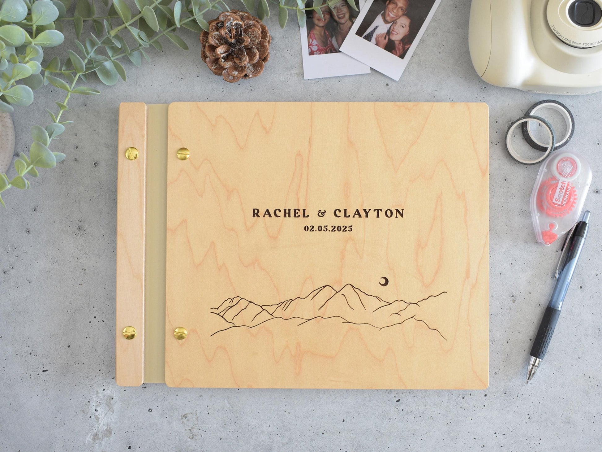 Personalized Laser Engraved Wedding Guest Book, Wooden Wedding Book, Polaroid Guestbook, Wedding and Engagement Gift, Wedding Photo Album, wooden guest book, wedding photo book, Wedding Guestbook, Wedding Guest Book, wedding gift, wedding book, wedding album, photo guest book, engagement gift, guest book wedding, polaroid guest book, wedding reception, sign in book, mountain wedding