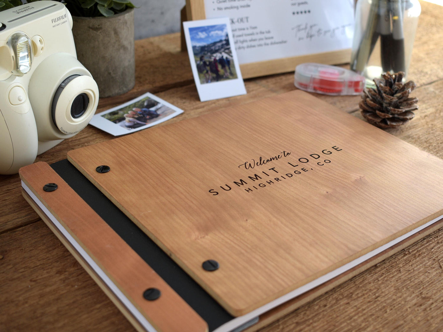 Wooden Airbnb Guest Book, Airbnb Welcome Book for Cabin Lodge & Vacation Rental Home Guest book, New House Guest Book, Housewarming Gift