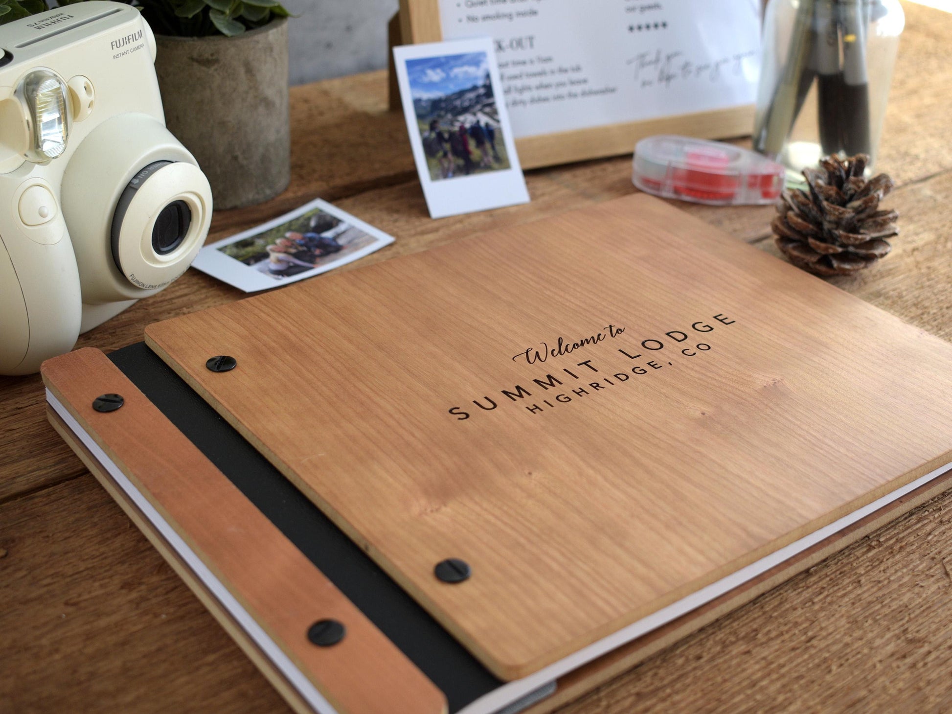 Wooden Airbnb Guest Book, Airbnb Welcome Book for Cabin Lodge & Vacation Rental Home Guest book, New House Guest Book, Housewarming Gift