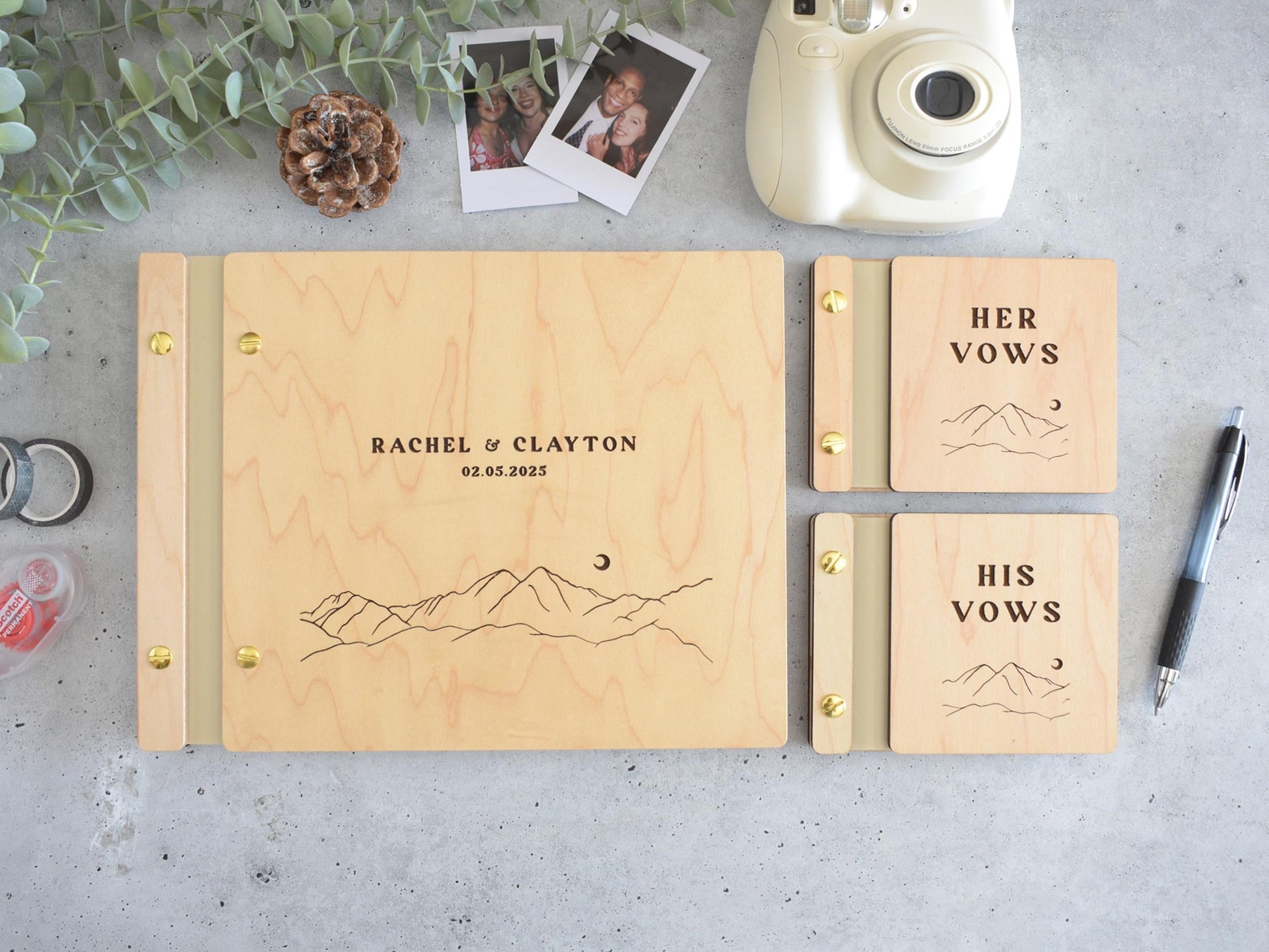 Personalized Laser Engraved Wedding Guest Book, Wooden Wedding Book, Polaroid Guestbook, Wedding and Engagement Gift, Wedding Photo Album, wooden guest book, wedding photo book, Wedding Guestbook, Wedding Guest Book, wedding gift, wedding book, wedding album, photo guest book, engagement gift, guest book wedding, polaroid guest book, wedding reception, sign in book, mountain wedding