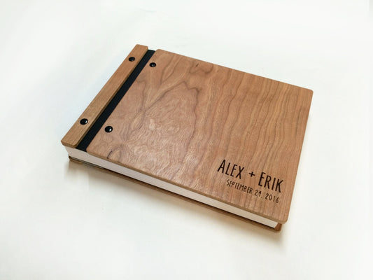 Rustic Wooden Wedding Guest Book - Modern Custom Guestbook
