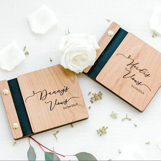 Rose Vow Books Wooden Wedding Vow Booklet
