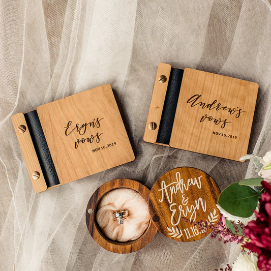 Cursive Text Wedding Vow Book Set