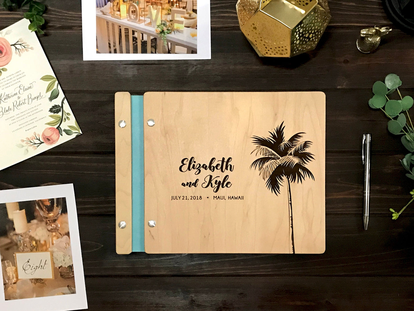 Tropical Wedding Guest Book Wooden Beach House Guestbook Summer Home Album