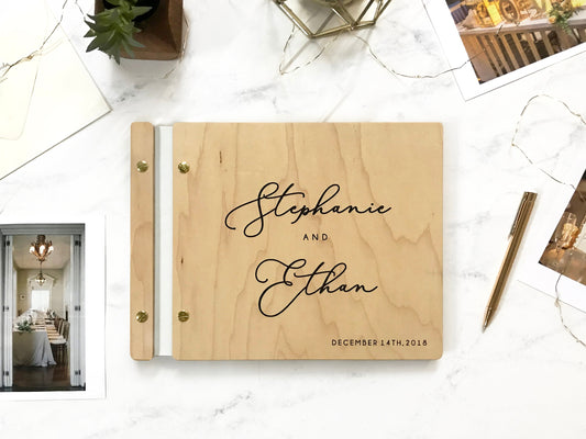 Wooden Photo Album Guestbook - Rustic Wedding Guest Book