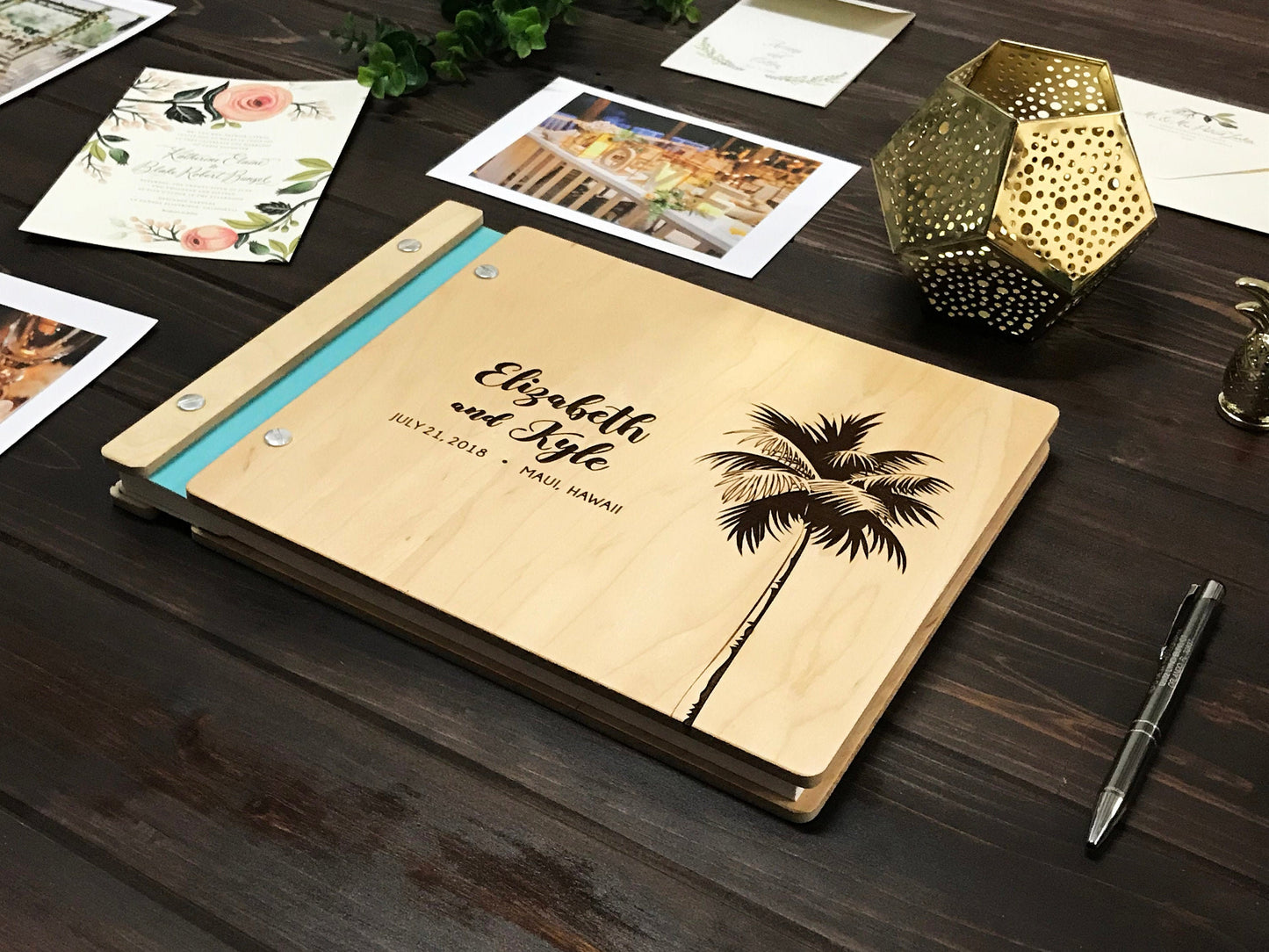 Tropical Wedding Guest Book Wooden Beach House Guestbook Summer Home Album