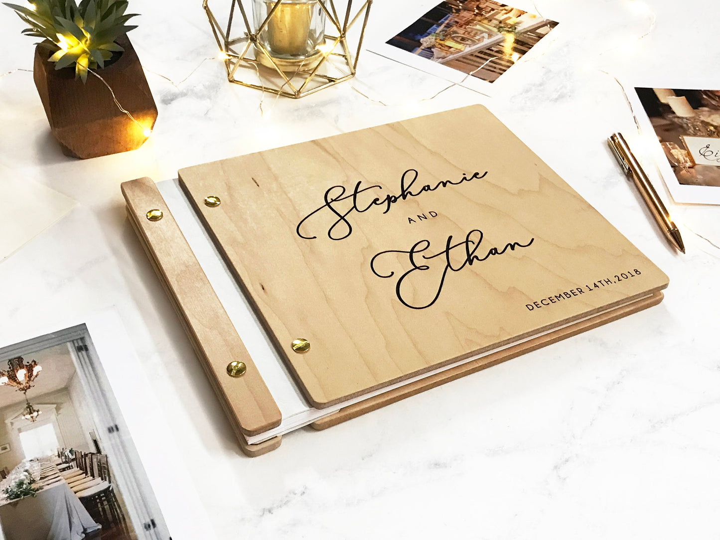 Wooden Photo Album Guestbook - Rustic Wedding Guest Book