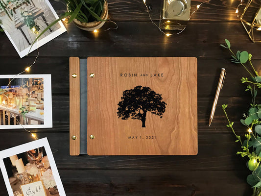 Oak tree Wedding Guest Book Design Wood Guest Book Photo Album