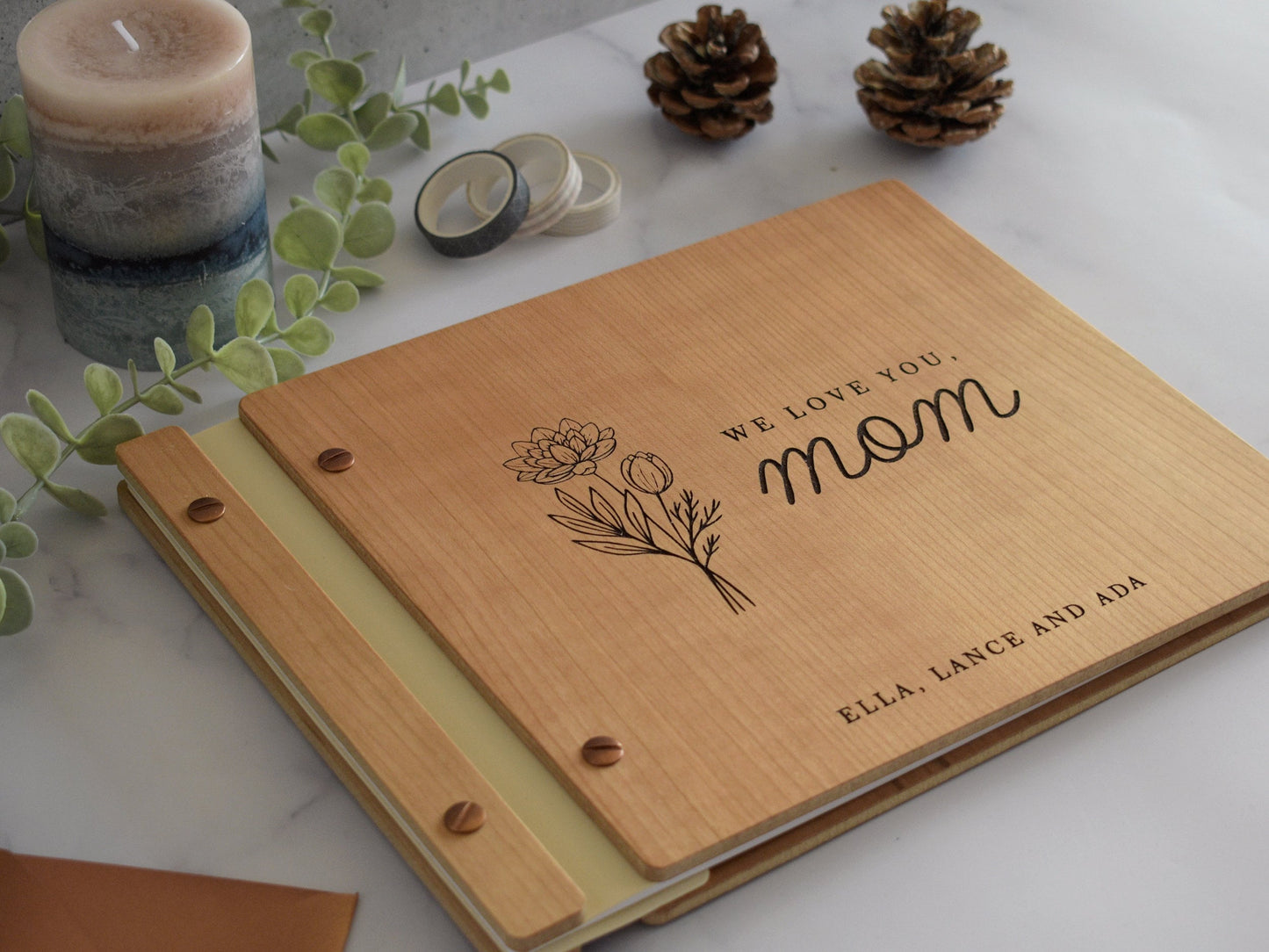 Mother's Day Scrapbook Gift for Mom - Peony Flower Design