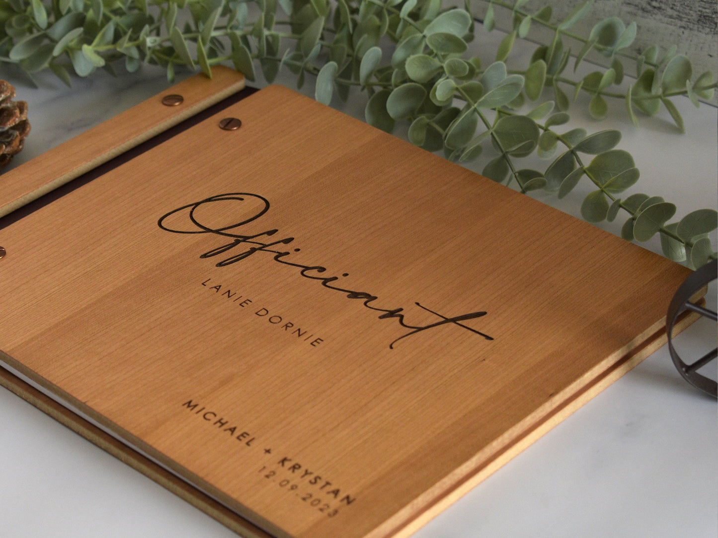 Custom Engraved Wooden Officiant Book