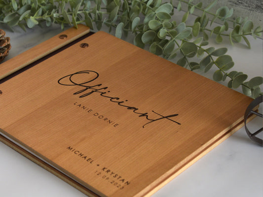 Custom Engraved Wooden Officiant Book