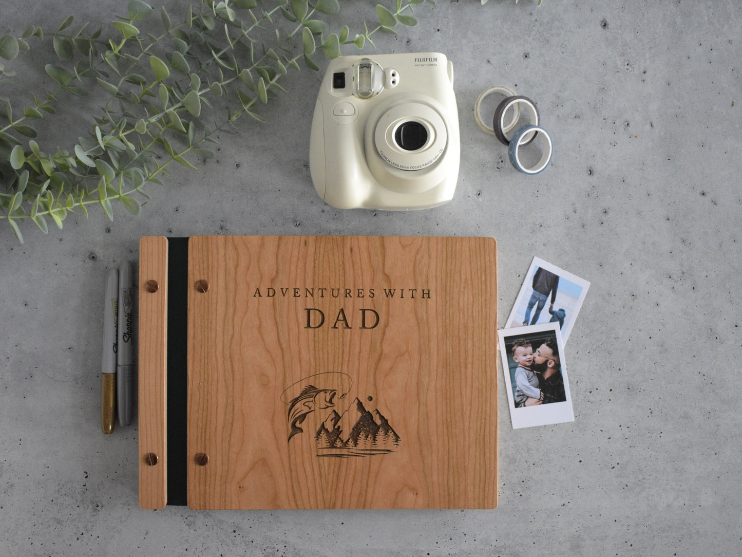 Fathers Day Scrapbook Gift - Fishing and Mountain Design