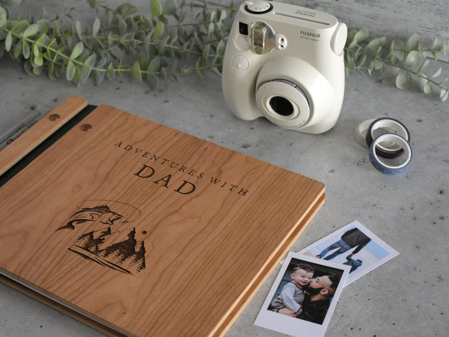 Fathers Day Scrapbook Gift - Fishing and Mountain Design