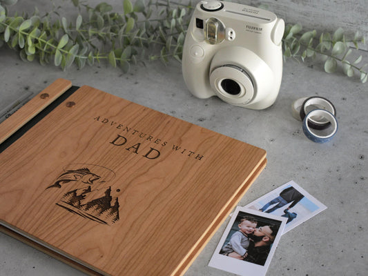 Fathers Day Scrapbook Gift - Fishing and Mountain Design