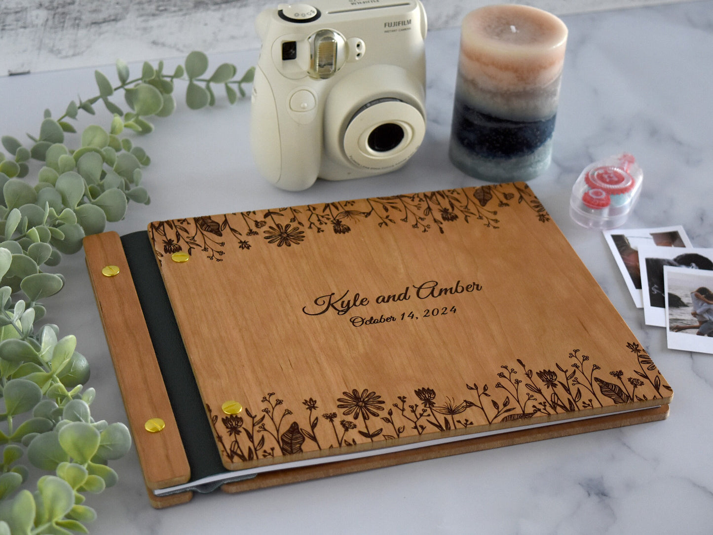 Floral Wedding Guest Book - Photo Album Customized Gift