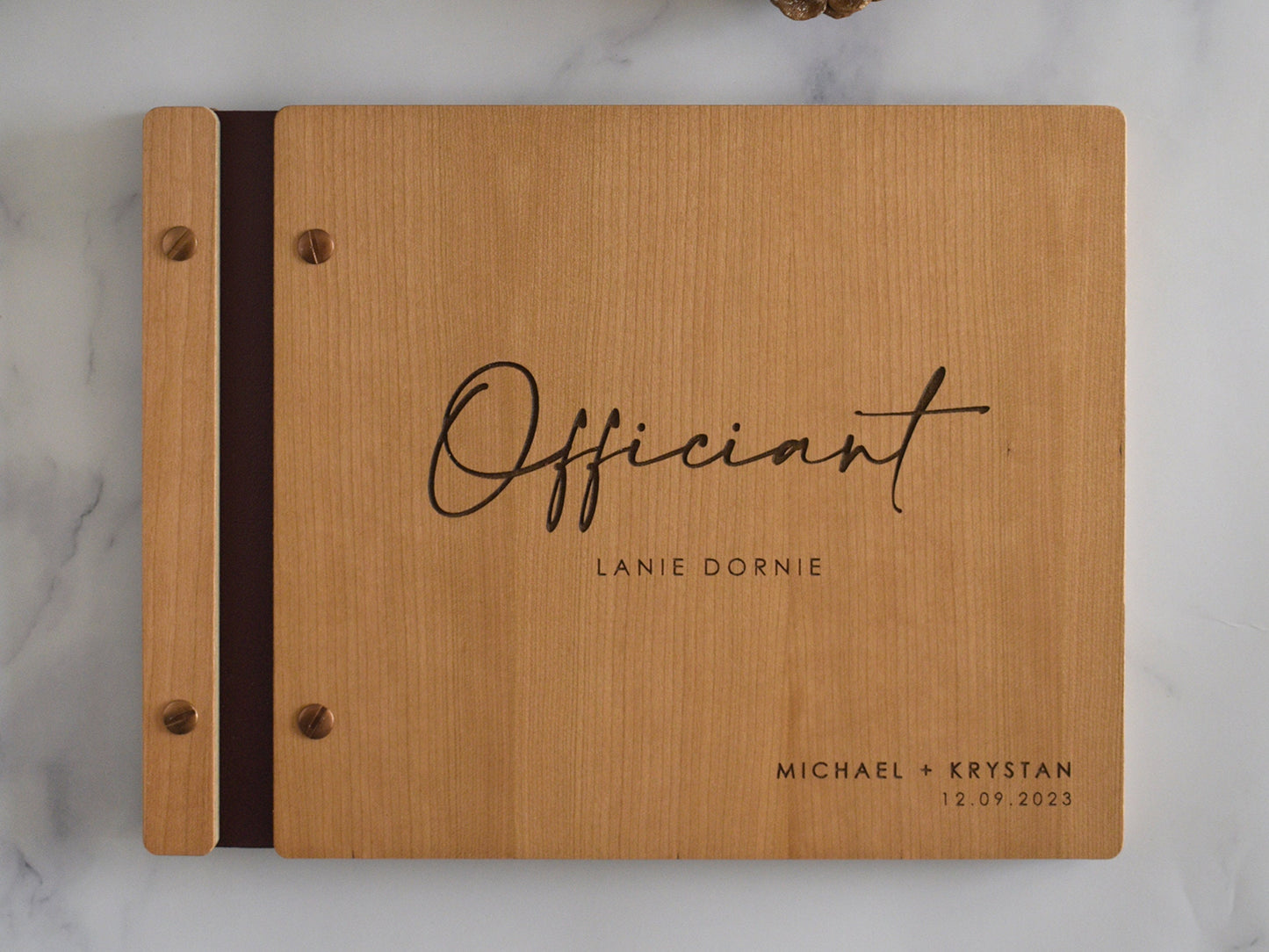 Custom Engraved Wooden Officiant Book