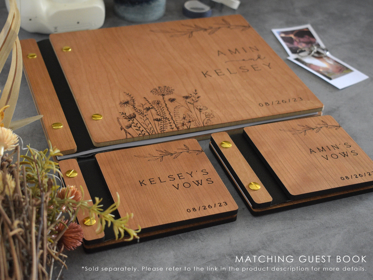 Wedding Wooden Vow Books, Wedding Gift for Bride and Groom