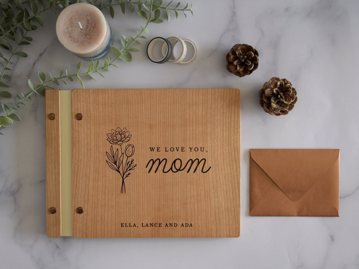 Mother's Day Scrapbook Gift for Mom - Peony Flower Design