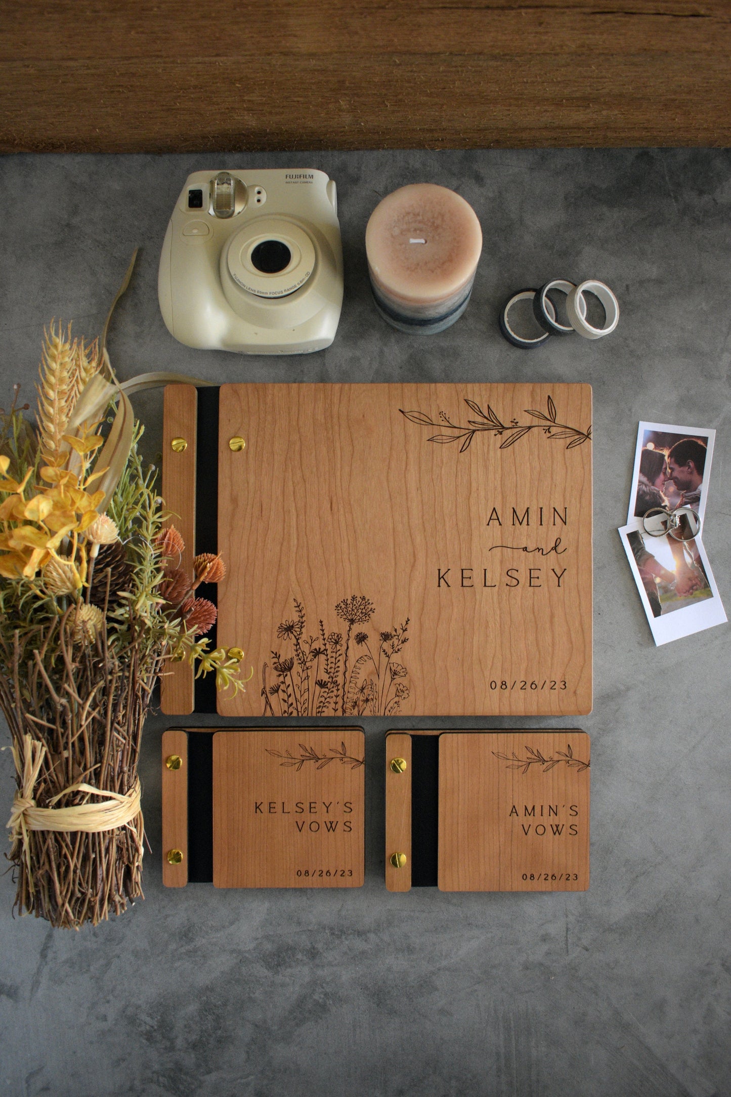 Wedding Wooden Vow Books, Wedding Gift for Bride and Groom