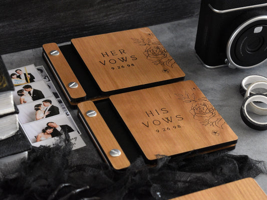 Gothic Wedding Wooden Vow Books, Rose Wedding Vow Book