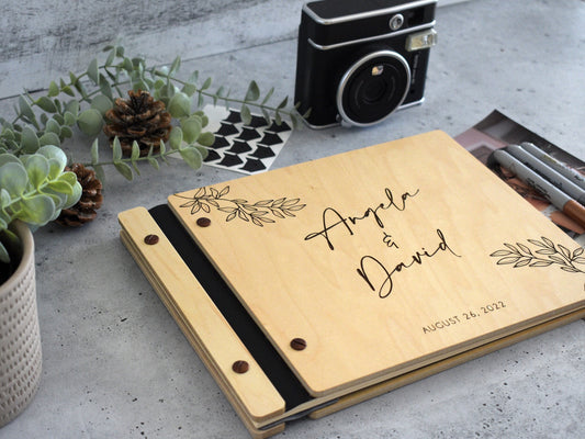 Flower Wedding Guest Book Design with custom printed pages, Photobooth and Heartfelt Messages