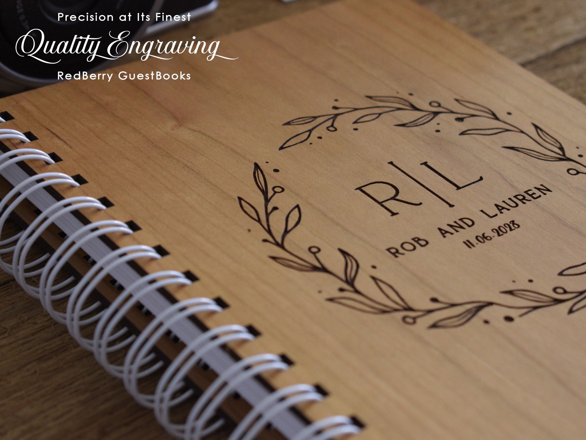 Wedding Planner Book Floral Custom Wooden Wedding Planner Hard Cover Book Monogram