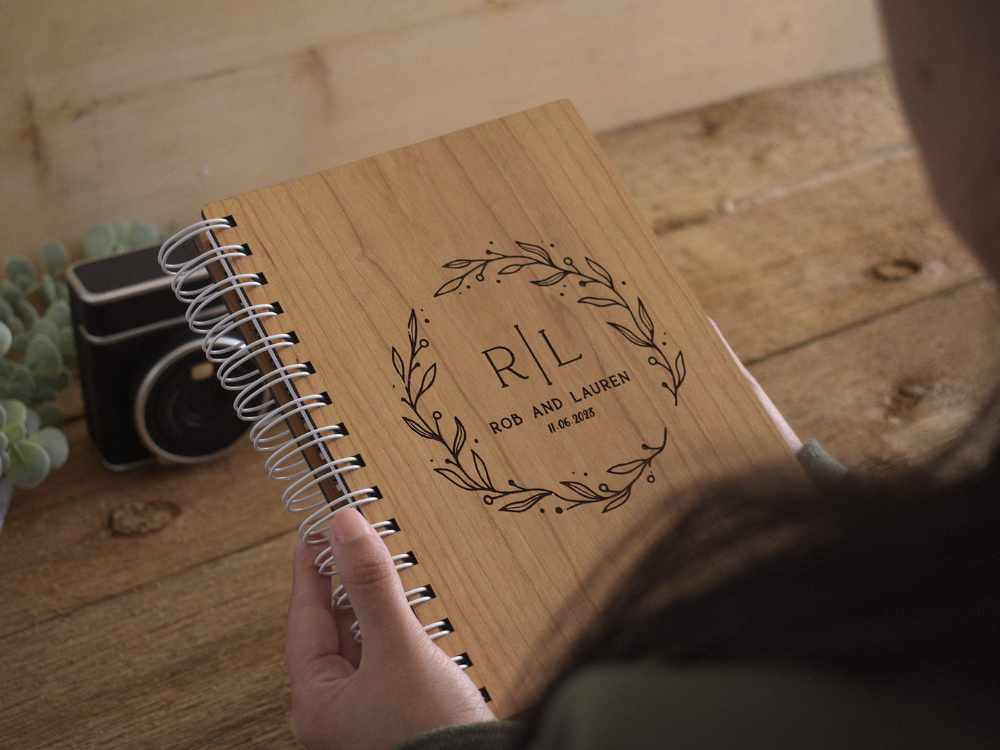 Wedding Planner Book Floral Custom Wooden Wedding Planner Hard Cover Book Monogram