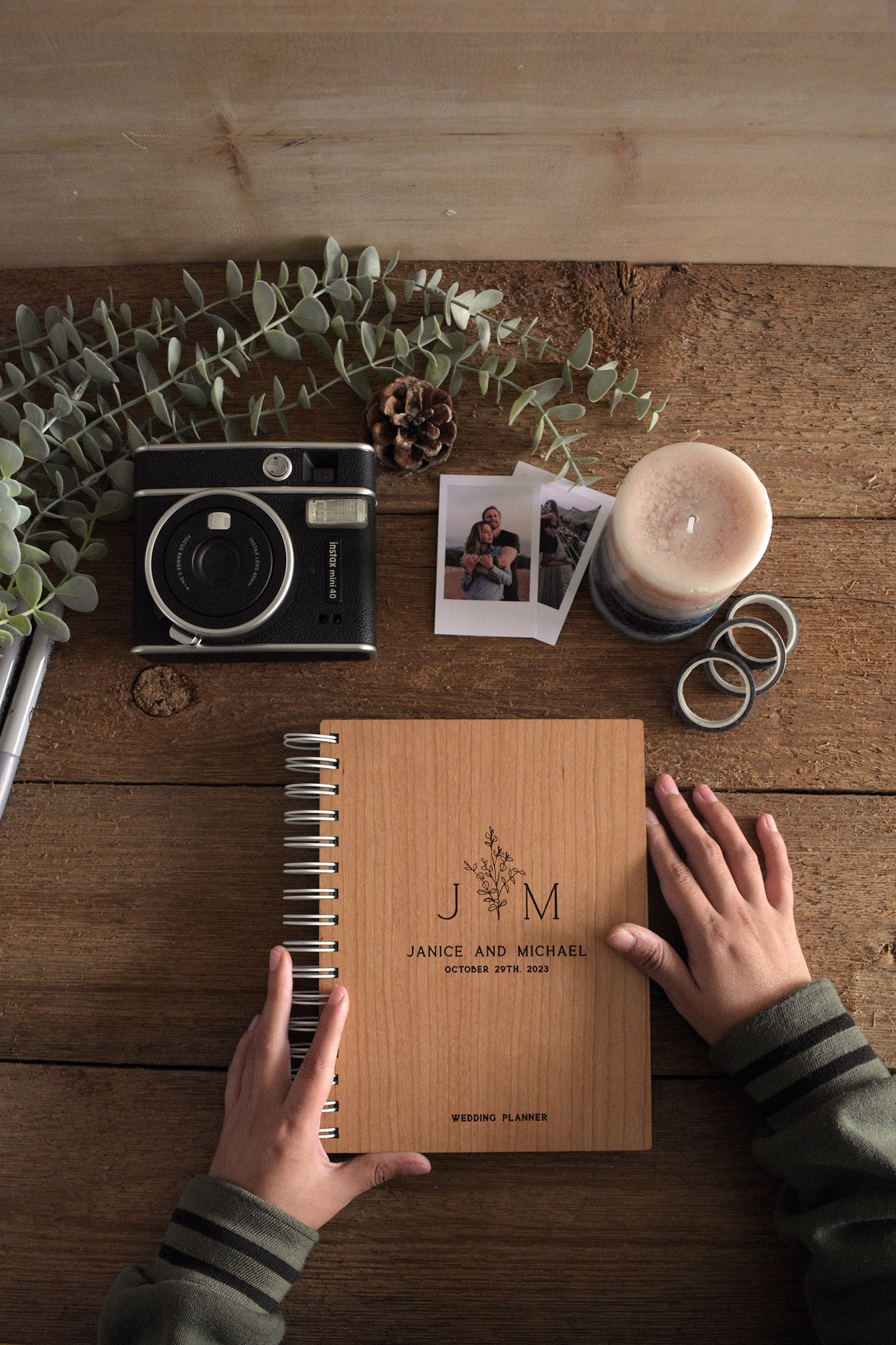 Floral Wedding Planner Book wooden Monogram Planner Book Wedding Planner