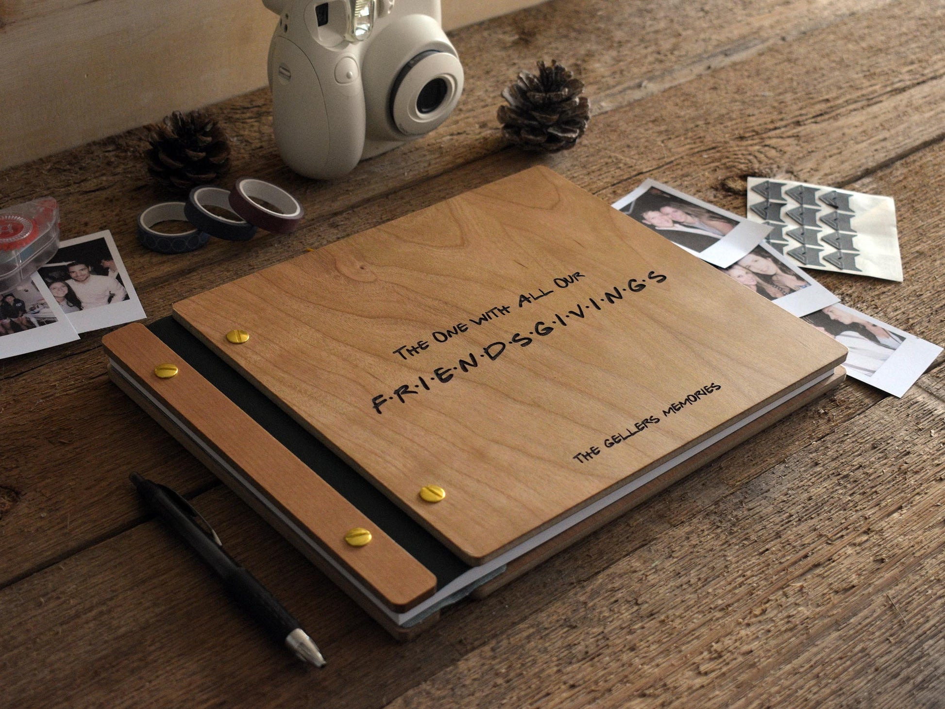 Friendsgiving Holiday Scrapbook, Gifts for Her, thanksgiving friends unique custom, rustic Family Photo Album Personalized Holiday Photo Album