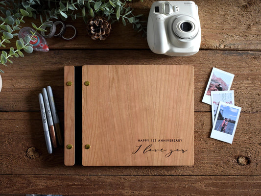 1th Anniversary Album, Wedding Anniversary Journal, wood Album, Personalized Scrapbook, Wood Wedding Anniversary Ideas, Anniversary Book