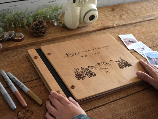 Engraved Wooden Anniversary Album – Personalized 1st Anniversary Gift