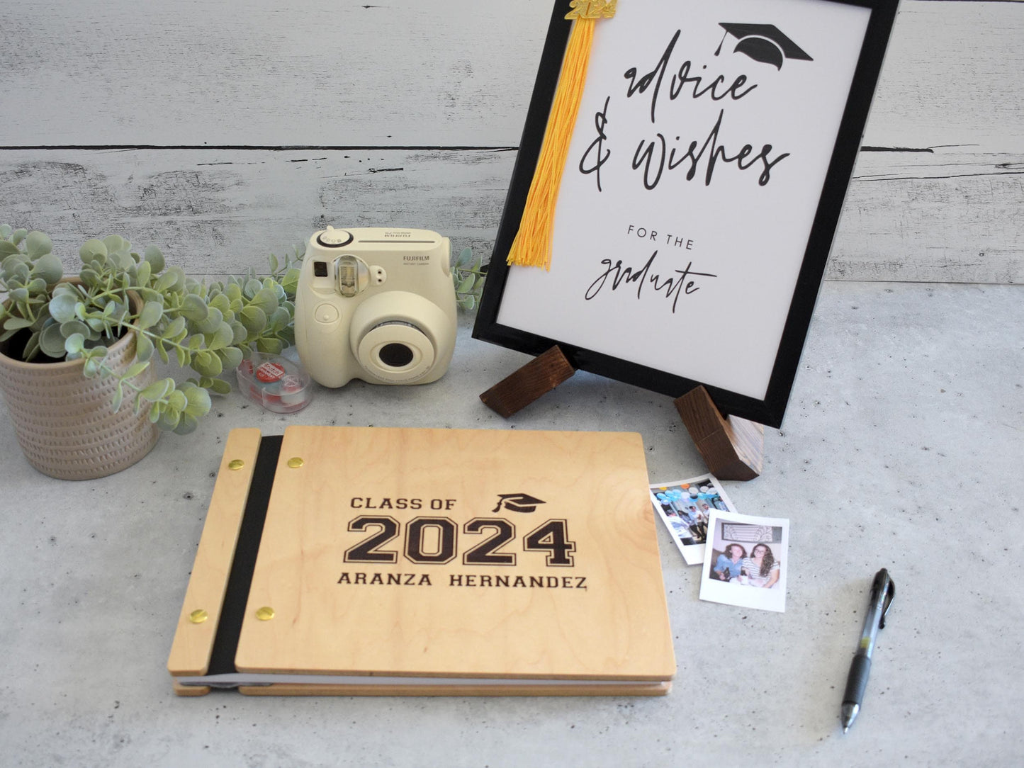 Graduation Guest Book, Graduation Gift, Gift for Her, Gift for Him, Class of 2024 black gold photo album