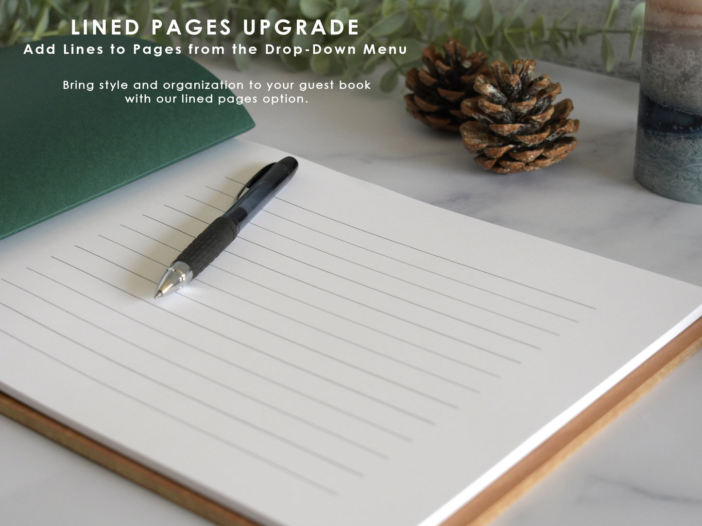 a notepad with a pen sitting on top of it