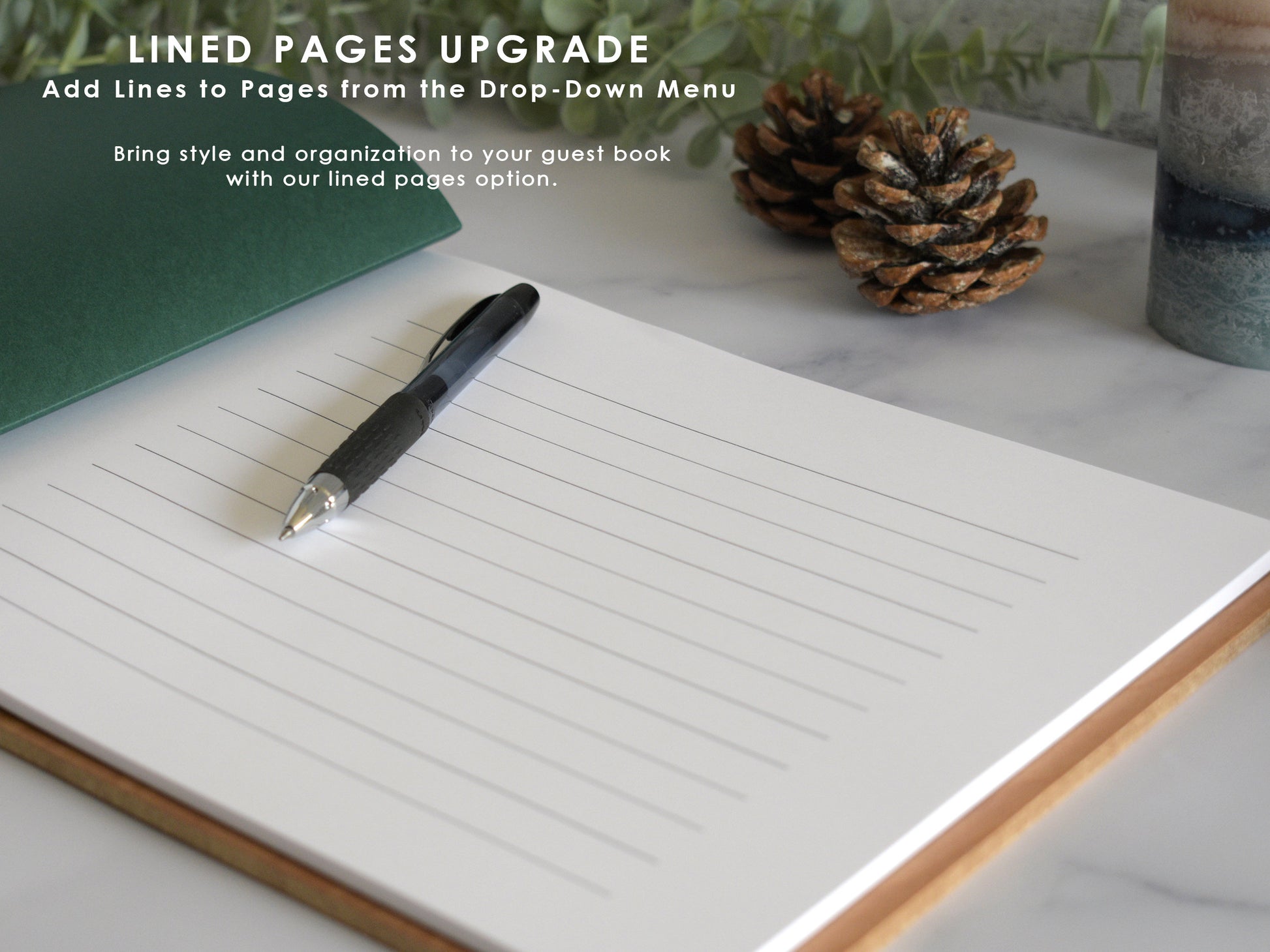 a notepad with a pen sitting on top of it