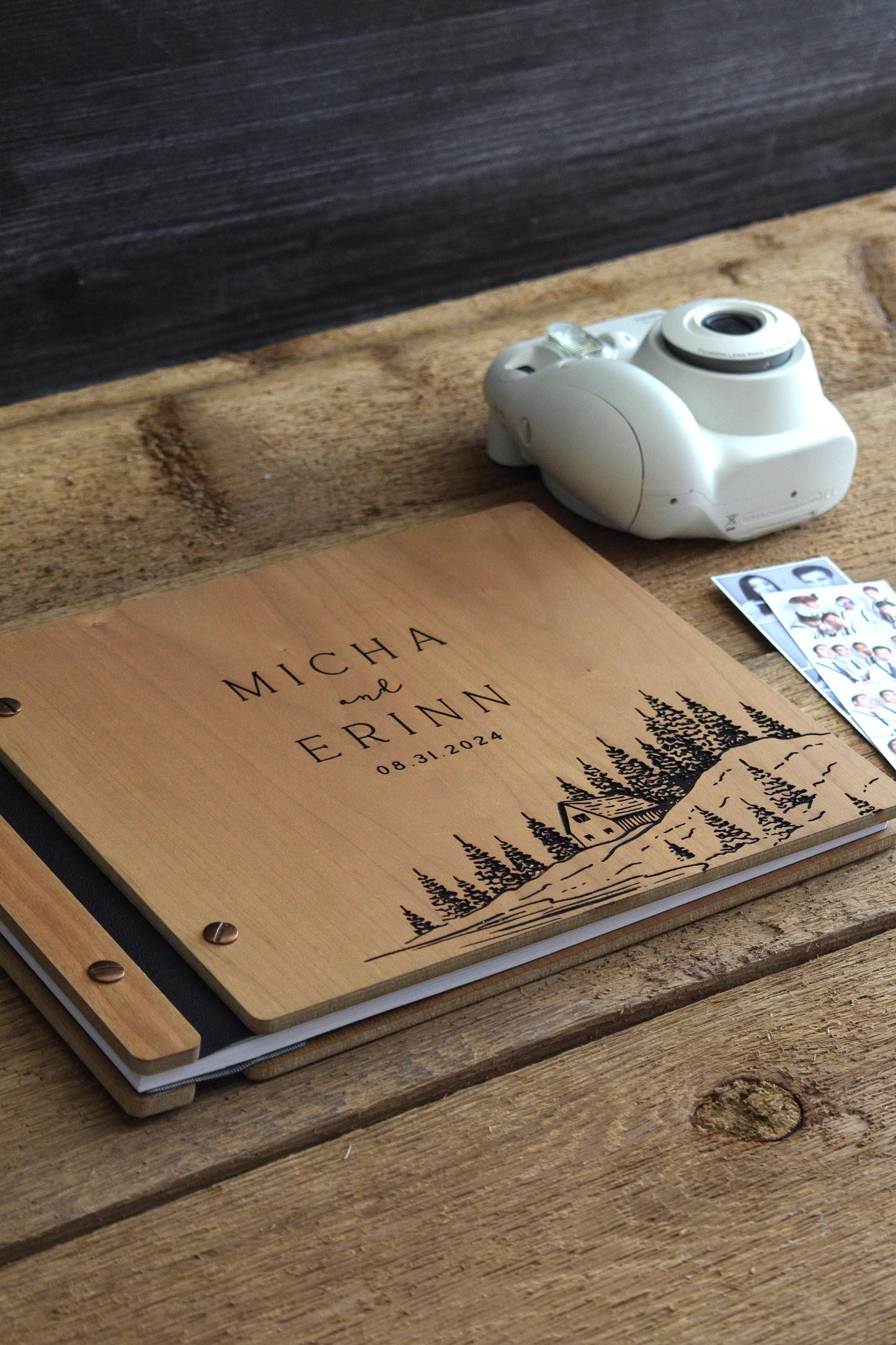 Elegant Scenic Mountain Wedding Guest Book – Personalized with Names and Date