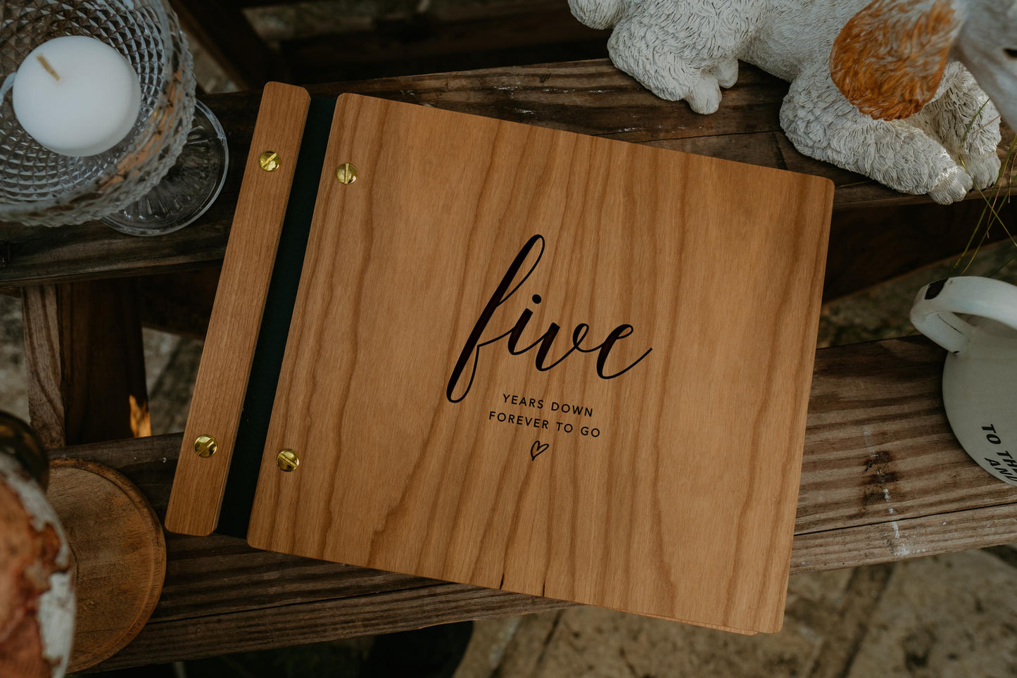 5th anniversary gift five years down wood anniversary gift for him, For couple, For her, Five Years Married Thoughtful Anniversary Gifts