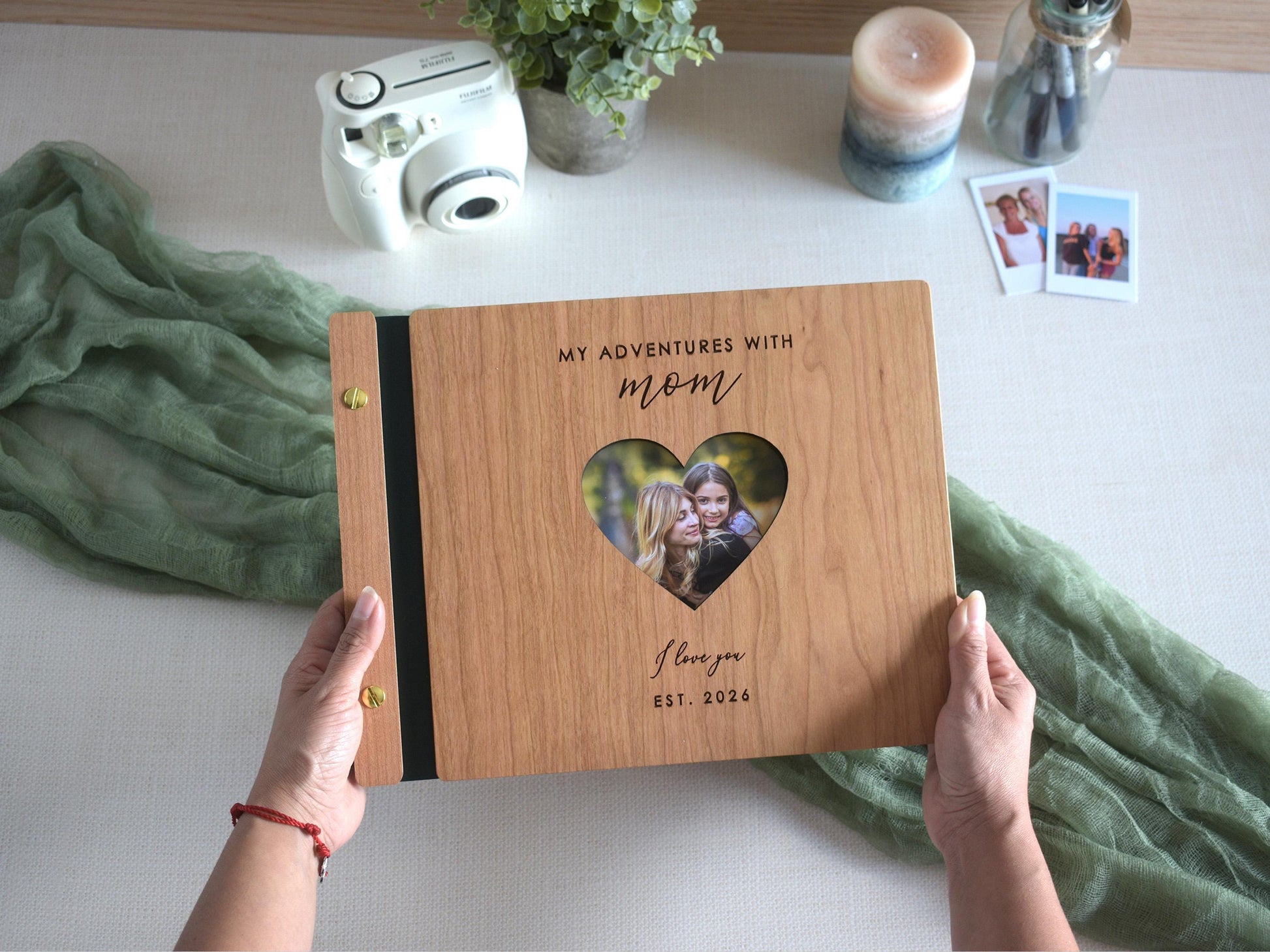 My Adventures with Mom Scrapbook, Personalized First Mother’s Day Gift, Wooden Adventure Book, New Mom Gift, Family Memory Book