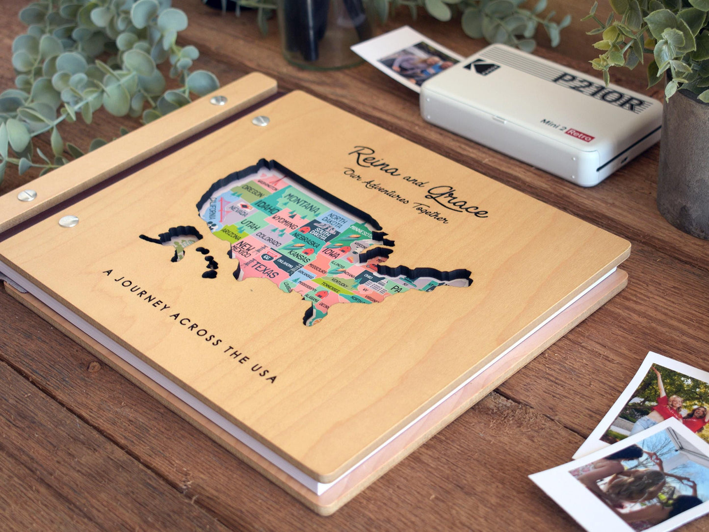 USA Map Adventure Book, US Travel Map Scrapbook Gift for Him, 50 States Travel Journal, Gift for Traveler, Unique Christmas Gift for Her