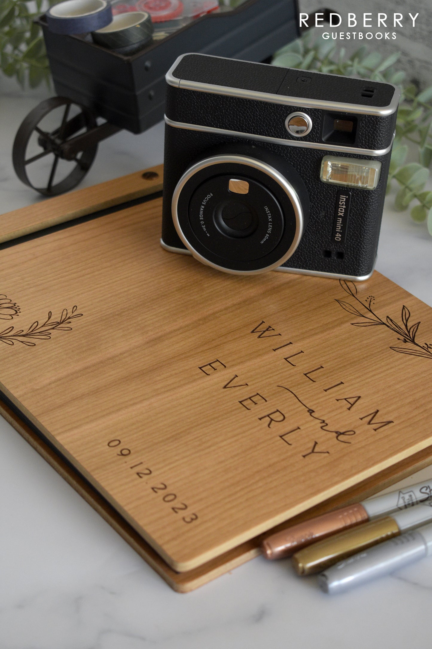 Wooden Wedding Guest Book - Personalized Laser Engraved, Wedding Album