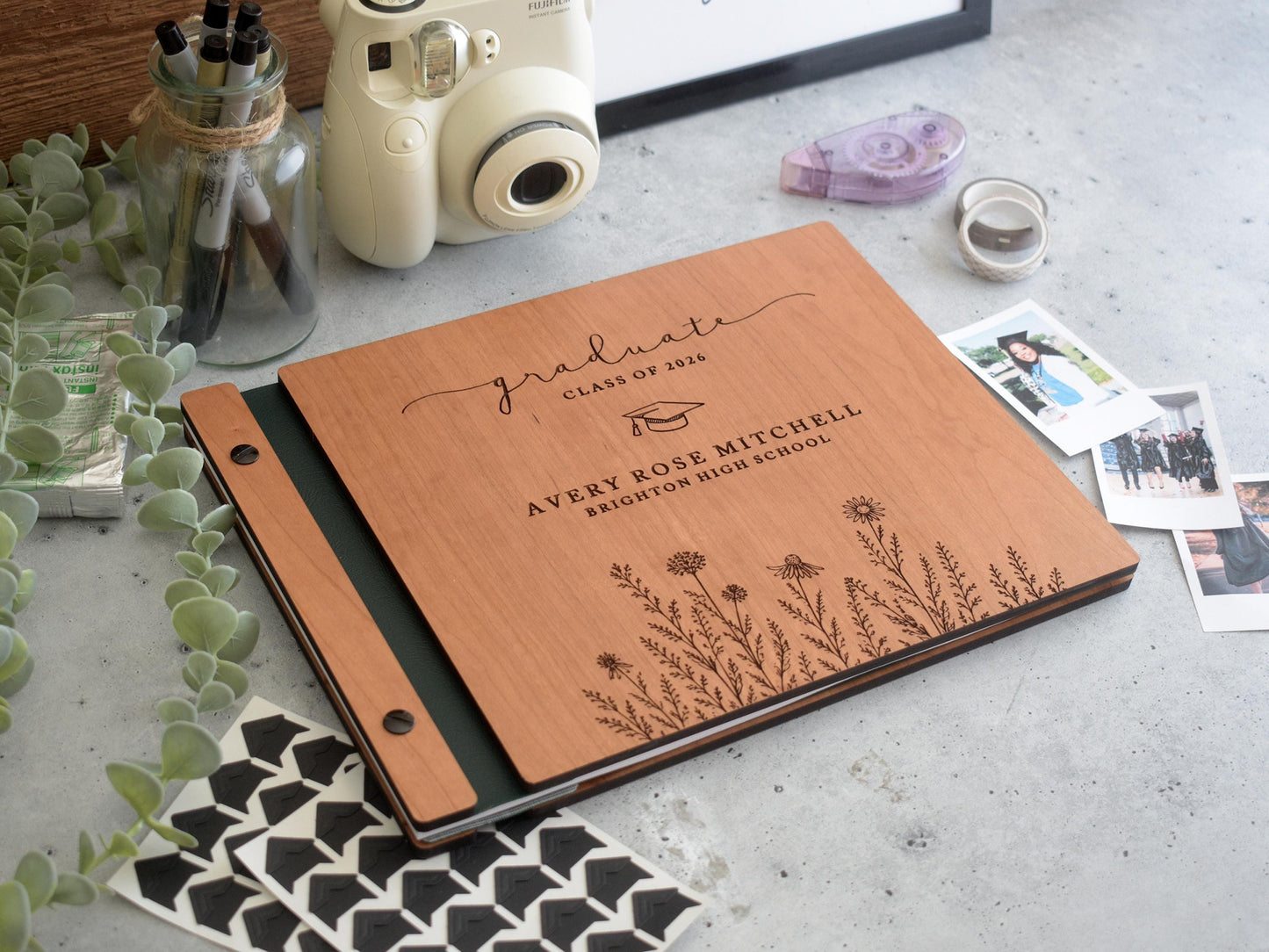 Wildflower Graduation Guest Book, Personalized Class of 2026 Graduation Memory Book