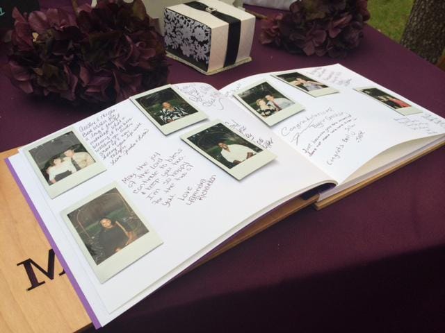 Minimalist Wooden Wedding Guest Book with Polaroid Photo Pages, Personalized Wood Guestbook, Modern Rustic Wedding Album