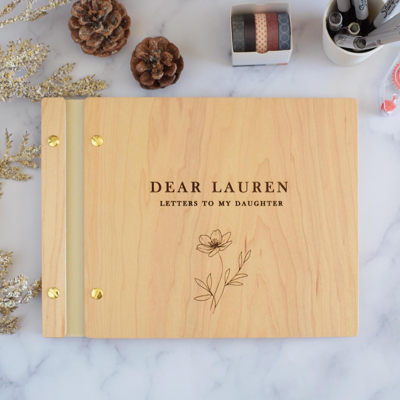Letters To My Daughter Scrapbook, Personalized Birth Month Flowers Memory Book, Baby Shower Gift, Mothers Day Gift, Dear Daughter Journal, daughter gift, 
daughters birthday gift, 
gift for son