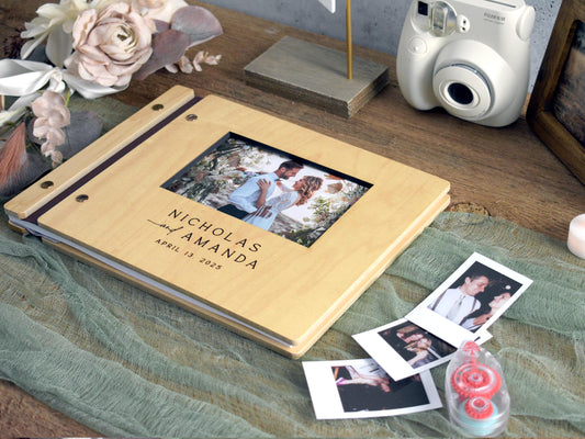 Personalized Photo Wedding Guest Book, Wooden Guestbook, Wedding Book, Polaroid Guest book, Wedding Gift, Engagement Gift