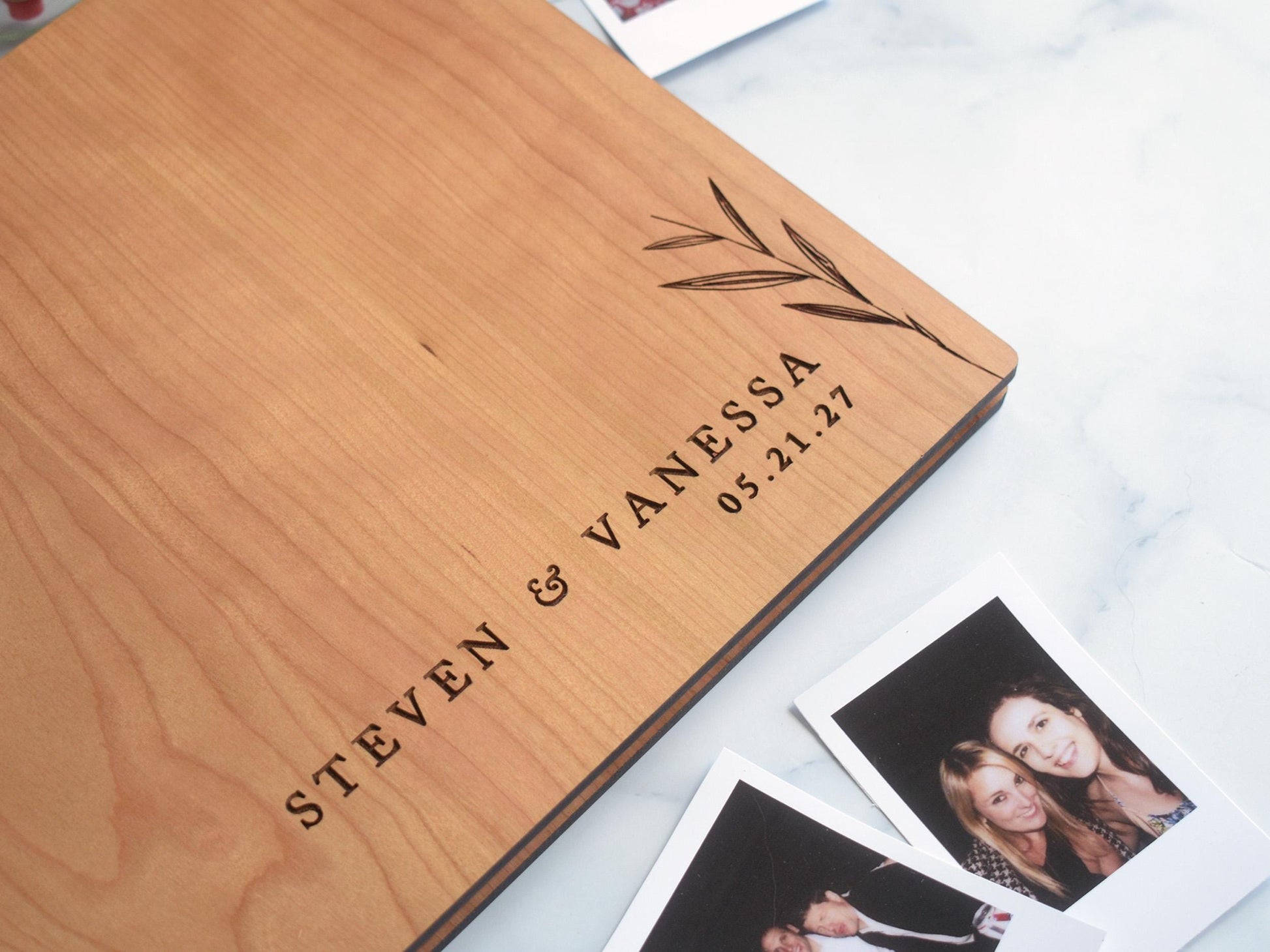 Minimalist Wedding Guest Book, Wooden Wedding Album, Personalized Polaroid Photo Guestbook, Wedding Keepsake