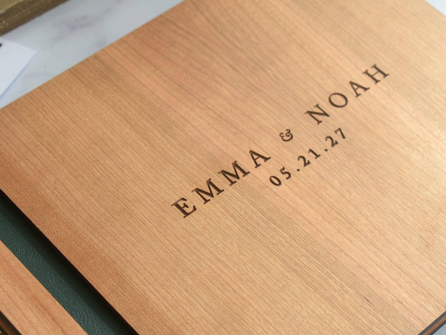 Custom Wooden Engraved Wedding Guest Book, Polaroid Wedding Album